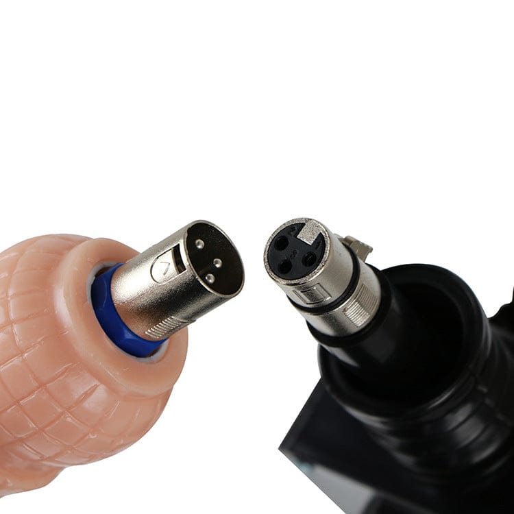 Masturbador femenino con varilla de extensión y accesorios para pene. 