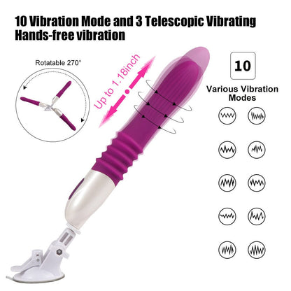 Máquina sexual telescópica de empuje de 10 frecuencias para mujeres 