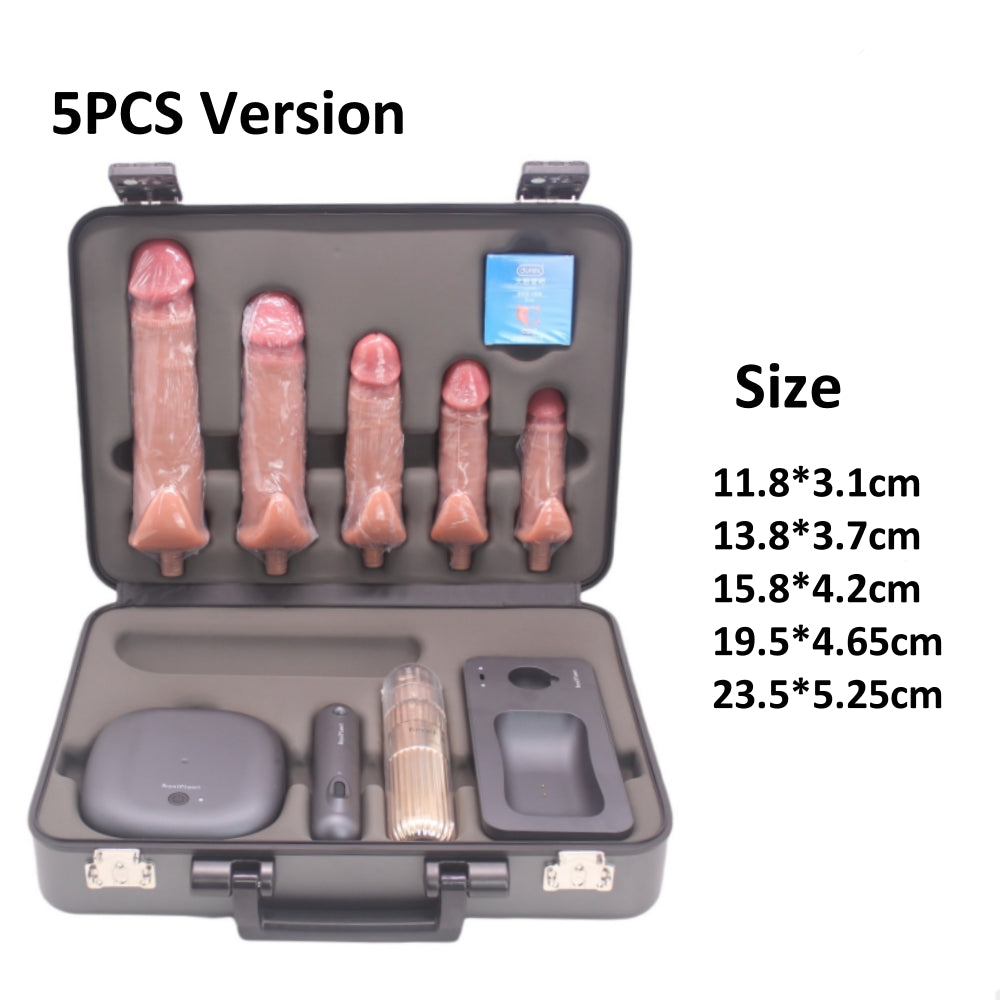 Aŭtomata Puŝanta Vibrada Dildo Seksa Maŝino Aro Kun Stokado-Skatolo