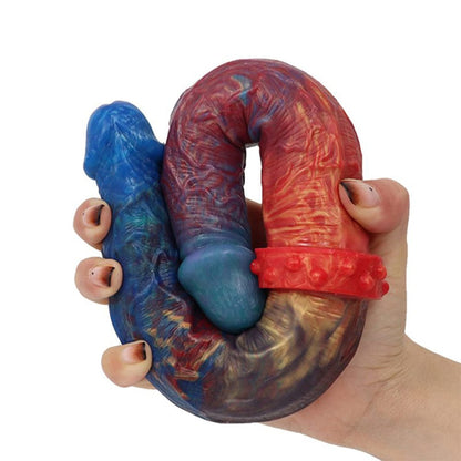 Consolador anal de silicona líquida de doble punta y colorido