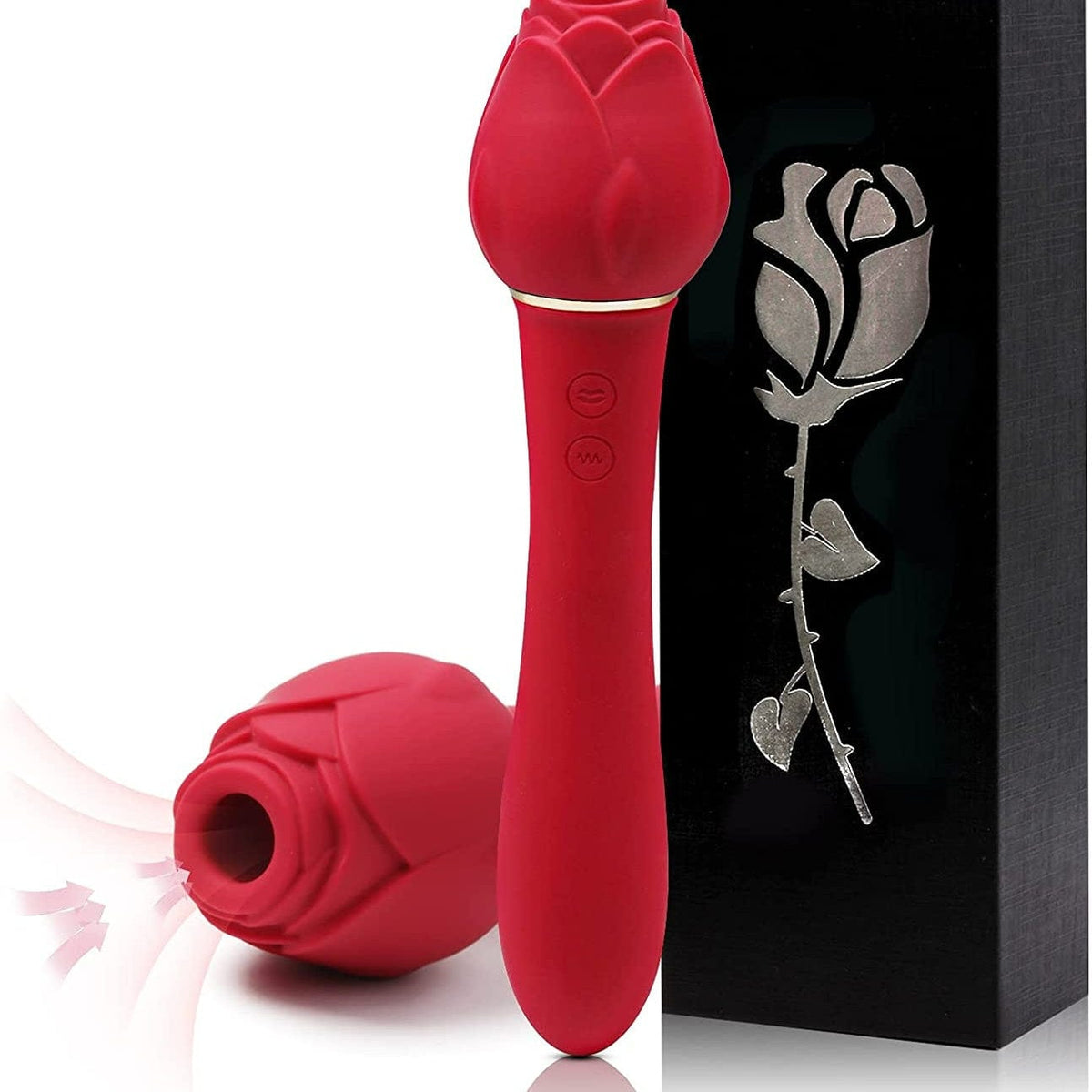 Vibrador de punto G con forma de rosa, succionador de clítoris, consolador de pezón, conejo 