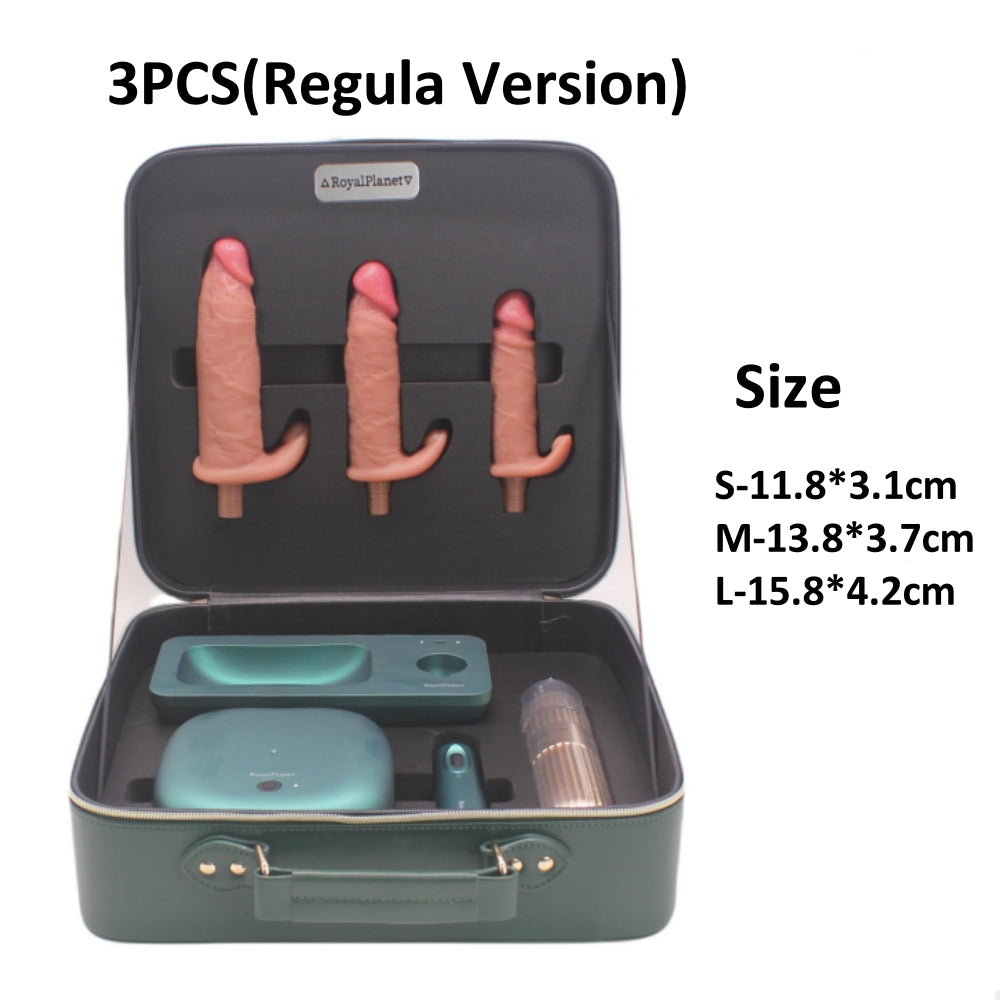Aŭtomata Puŝanta Vibrada Dildo Seksa Maŝino Aro Kun Stokado-Skatolo