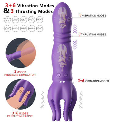 Vira Masturbilo Penisvibrilo Seksa Ludilo 10 Vibradoj 3 Puŝoreĝimoj 360°Trejnado Envolvita
