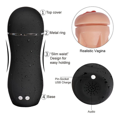 Masturbadores masculinos con 10 vibraciones y gemidos de bolsillo 