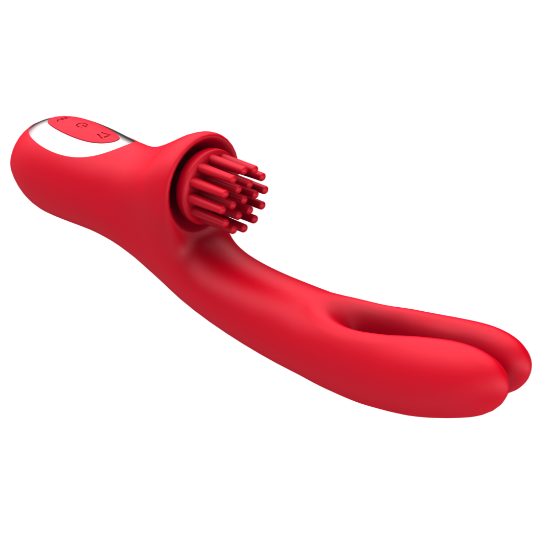 Vibrador consolador 3 en 1 que hace cosquillas en el clítoris y mueve el punto G