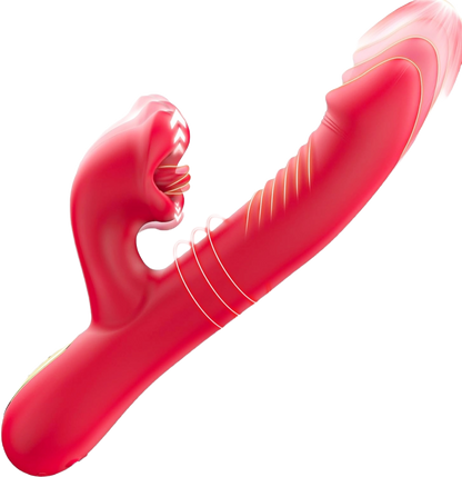 Plibonigita Rose Muncher 5 en 1 Puŝanta Klitora G-Punkta Vibrilo