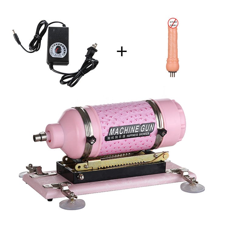 Máquina sexual automática con adaptador de ventosa de 9,5 cm y consolador.