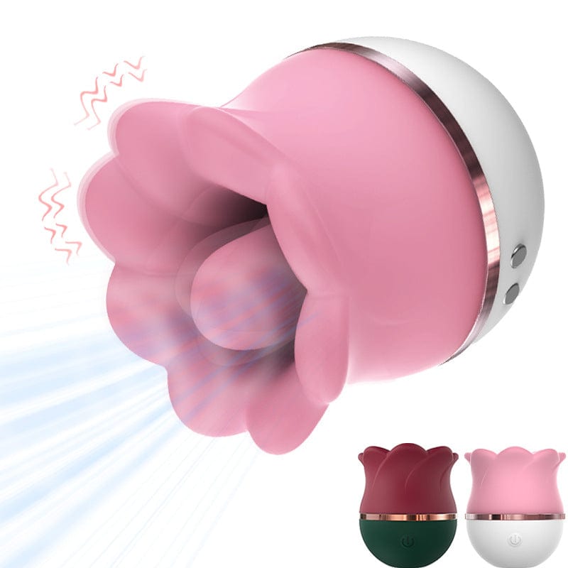 Vibrador 2 en 1 con forma de rosa para lamer la lengua 