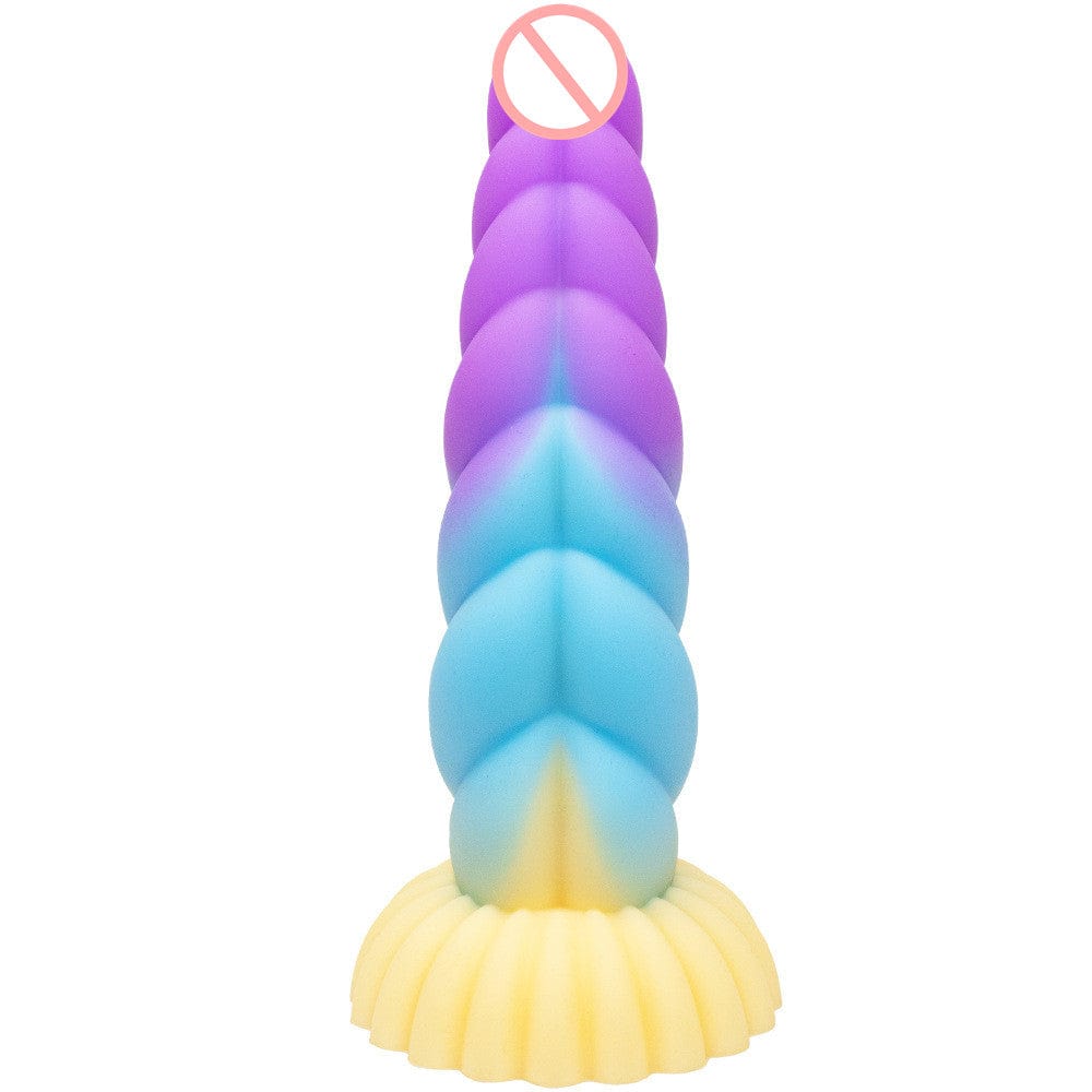 Consolador vibrador trenzado colorido de silicona líquida con tapón anal 