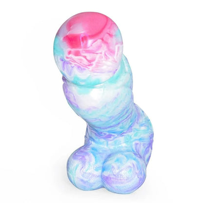 Consolador artificial de silicona con cabeza de hongo suave y colorido