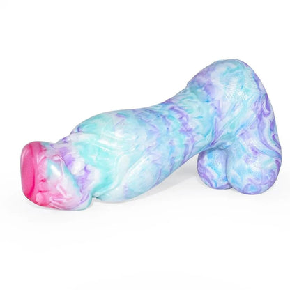 Consolador artificial de silicona con cabeza de hongo suave y colorido